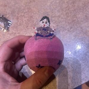 Charming Vintage 1940-1960s handmade Beaded doll pin cushion-sewing collectible